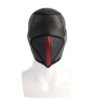 Full-Face Bondage Hood - Capuz com Privação Visual, Possui Venda e Máscara de Boca Removíveis