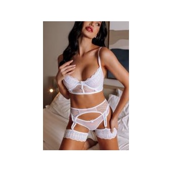 Garota Veneno – Conjunto Sensual em Renda sem Bojo com Cinta-Liga