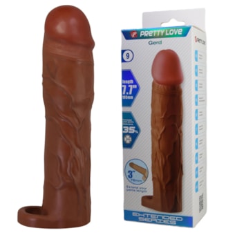 Gerd - Capa Peniana Marrom Com Anel Para Escroto e Extensor na Glande com 7,6cm