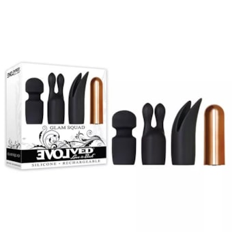 Glam Squad - Vibrador Cápsula Bullet Com 3 Capinhas, 7 Funções de Vibração à Prova D'água e Submersível