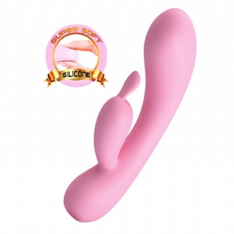 Hugo - Vibrador Rabbit em SIlicone Super Soft Ultra Macio e Flexível Com 12 Funções de Vibração e Função Memória