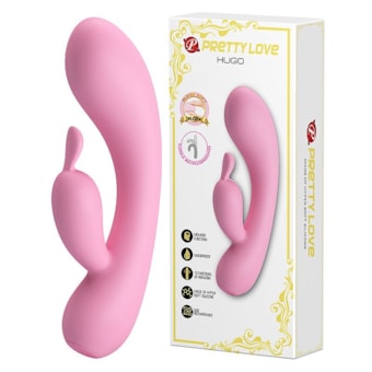 Hugo - Vibrador Rabbit em SIlicone Super Soft Ultra Macio e Flexível Com 12 Funções de Vibração e Função Memória