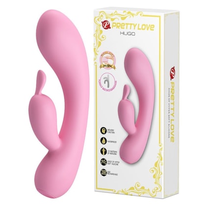 Hugo - Vibrador Rabbit em SIlicone Super Soft Ultra Macio e Flexível Com 12 Funções de Vibração e Função Memória