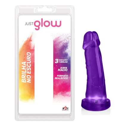 Just Glow - Pênis Em Jelly Que Brilha No Escuro | Roxo | 15 x 4,5