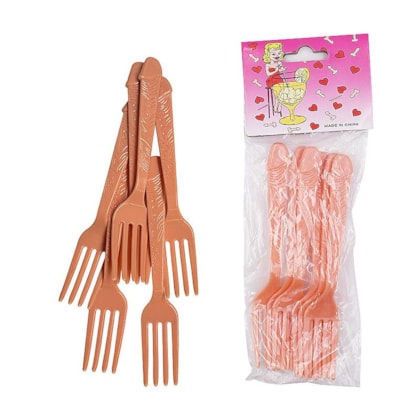 Kit de 6 Garfos Com Cabo Formato de Pênis