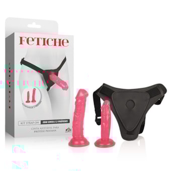 Kit Strap On - Kit de Cinta Ajustável Com 2 Próteses Translúcidas