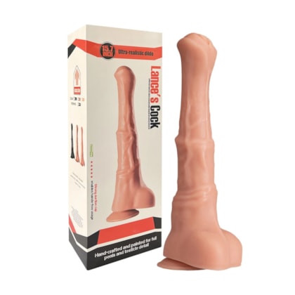 Lance's Cock - Pênis Gigante de Cavalo Com Ventosa Bege -  40 x 8cm