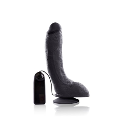 Linha Fetiche - Prótese Realística Com Escroto e Vibro - 21,5 x 4,5 cm