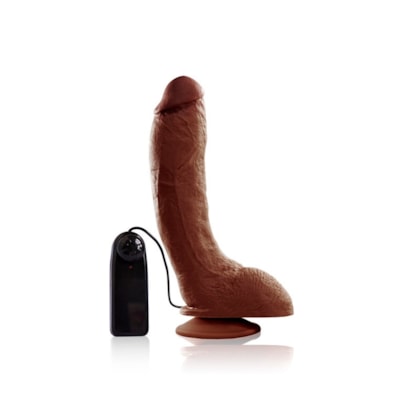 Linha Fetiche - Prótese Realística Com Escroto e Vibro - 21,5 x 4,5cm