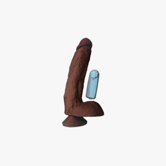 Linha Fetiche - Prótese Realística Com Escroto e Vibro - 26,5 x 6cm
