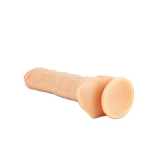 Linha Fetiche - Prótese Realística Natural Com Escroto e Ventosa - 21,5 x 4,5cm