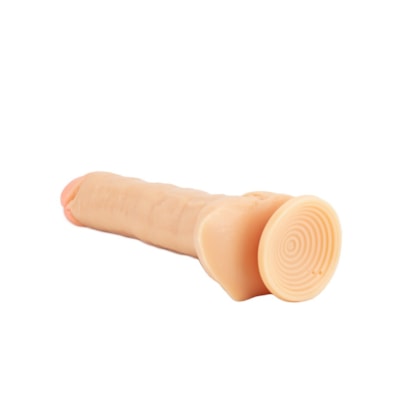 Linha Fetiche - Prótese Realística Natural Com Escroto e Ventosa - 21,5 x 4,5cm