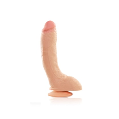 Linha Fetiche - Prótese Realística Natural Com Escroto e Ventosa - 21,5 x 4,5cm