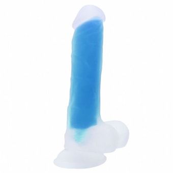 Luminous Dildo - Prótese Pênis Azul Fosforescente Com Ventosa