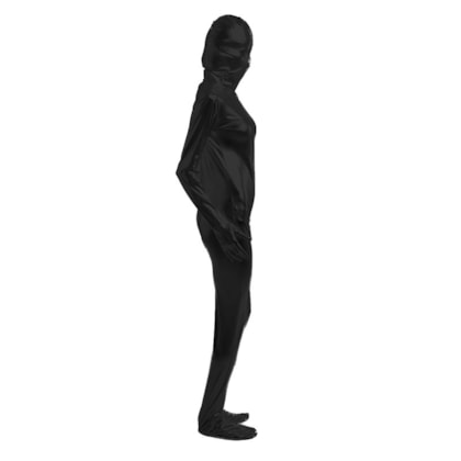Macacão Zentai Preto Brilhante Totalmente Fechado e com Zíper nas Costas