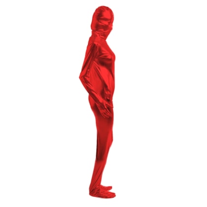 Macacão Zentai Vermelho Brilhante Totalmente Fechado e com Zíper nas Costas
