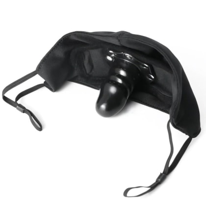 Máscara Facial Com Mordaça Removivel em Formato de Mini Pênis