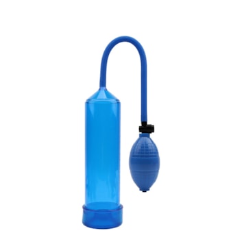 Max Version - Bomba Peniana Manual Azul com Sistema de Pêra  | Tubo: 19 x 5,8cm