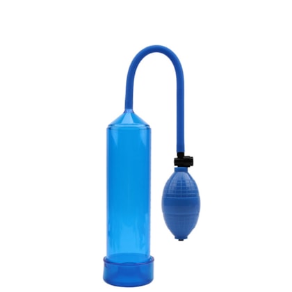 Max Version - Bomba Peniana Manual Azul com Sistema de Pêra  | Tubo: 19 x 5,8cm