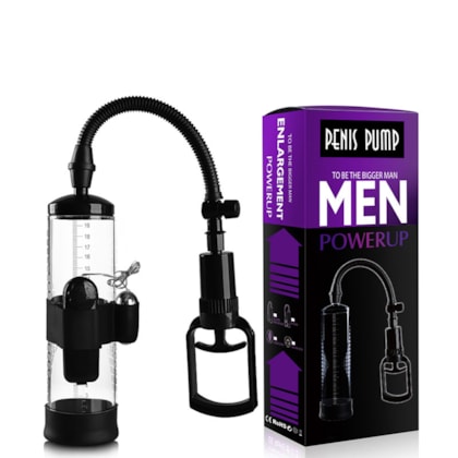 Men Powerup - Bomba Peniana Manual Com Manopla e Cápsula Vibratória Multivelocidade | Tubo: 22 x 7cm