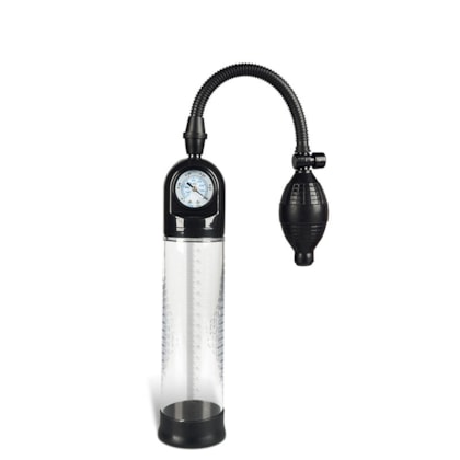 Men Powerup - Bomba Peniana Manual com Sistema de Pêra e Barômetro | Tubo: 20 x 7cm