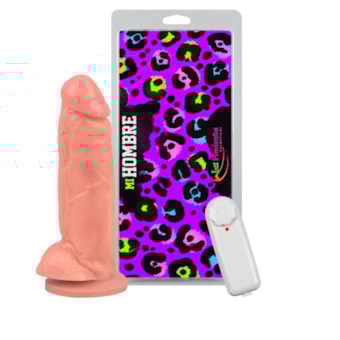 Mi Hombre - Pênis Maciço Realista com Vibrador, Ventosa com Escroto| 18 x 5cm