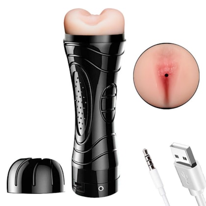 Nick - Mastubador Lanterna Recarregável Fomato de Ânus Com Vibração Multivelocidade