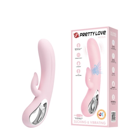 Nicola - Vibrador Rabbit Com Alça Metalizada, Sugador Clitoriano e 12 Funções em Cada Motor Independente