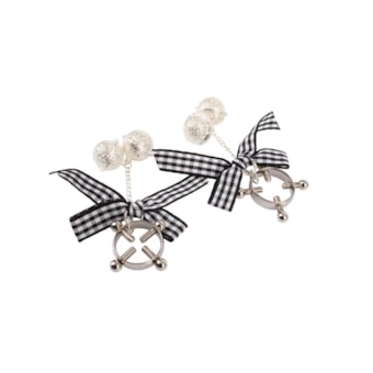 Nipple Fantasy Grips - Grampos de Mamilos com Guizo Duplo e Fita Quadriculada Como Ornamento