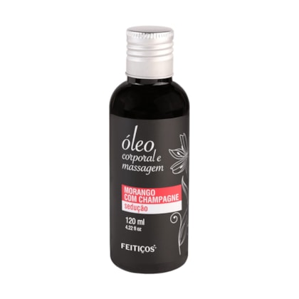 Óleo Corporal Para Massagem Com Alto Poder de Hidratação e Aroma de Morango Com Champagne Que Traz Sedução ao Momento