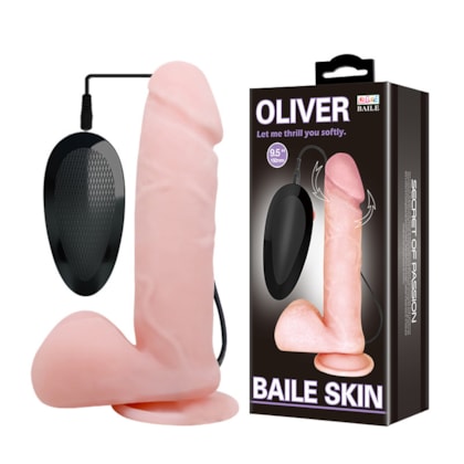 Oliver - Prótese em Cyberskin Com Ventosa, Vibração Multivelocidade e Rotação