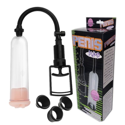 Pênis Pump - Bomba Peniana Manual com 3 Bocais Simples e 1 de Vagina em Cyber