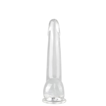 Pênis Realístico Transparente Com Corpo Liso e Ventosa - 24 x 4,5cm