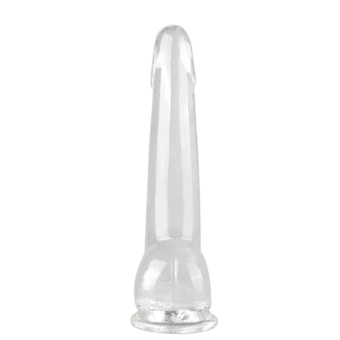 Pênis Realístico Transparente Com Corpo Liso e Ventosa - 28,5 x 5,5cm