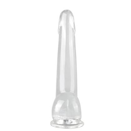 Pênis Realístico Transparente Com Corpo Liso e Ventosa - 28,5 x 5,5cm
