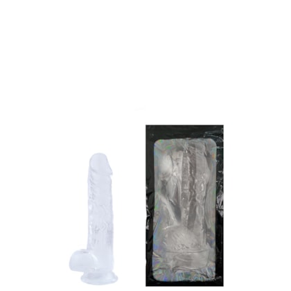 Pênis Realístico Transparente Com Veias Salientes e Ventosa - 14,5 x 2,6cm