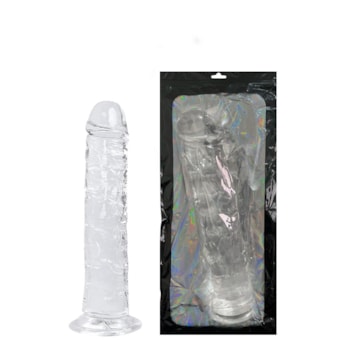 Pênis Realístico Transparente Com Veias Salientes e Ventosa - 18 x 3,5cm