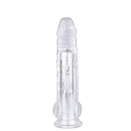 Pênis Realístico Transparente Com Veias Salientes, Ventosa e 10 Modos de Vibração Recarregável - 25,5 x 4,7cm