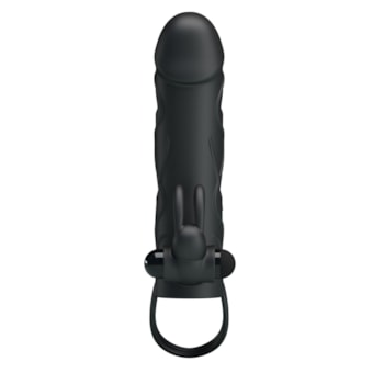 Penis Sleeve With Ball Strap - Capa Peniana com Vibrador na Glande e Estimulador de Clítoris