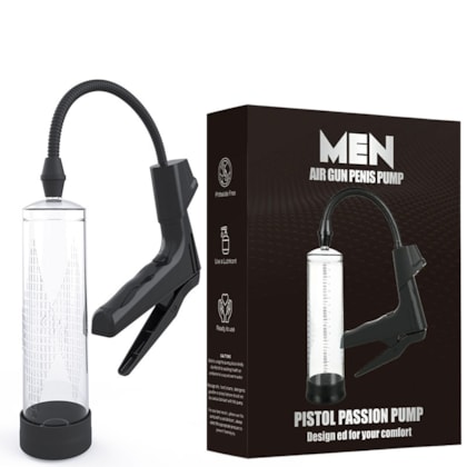 Pistol Passion Pump - Bomba Peniana Manual Com Sistema de Pistola e Barômetro Digital | Tubo: 22 x 6,5cm