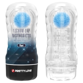 Planet - Masturbador Masculino Transparente com Textura Realista Interna e Esfera Giratória na Ponta