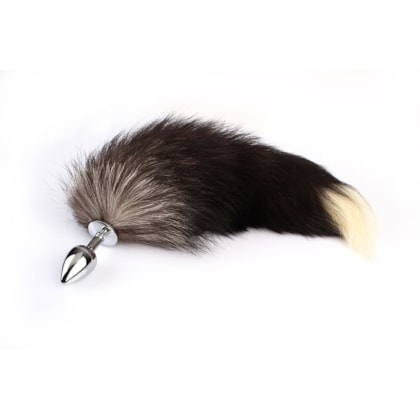 Plug Anal de 7cm em Aço Cirúrgico Com Rabo de Raposa Marrom | Tam. 40cm