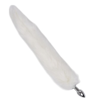 Plug Anal de 8cm em Aço Cirúrgico Com Rabo de Raposa Branco | Tam. 40cm