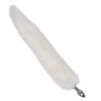Plug Anal de 9cm em Aço Cirúrgico Com Rabo de Raposa Branco | Tam. 40cm
