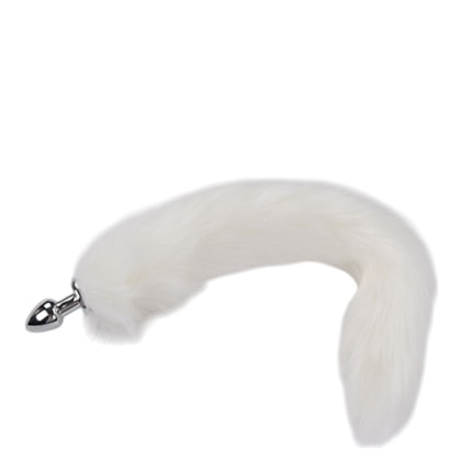 Plug Anal de 9cm em Aço Cirúrgico Com Rabo de Raposa Branco | Tam. 40cm