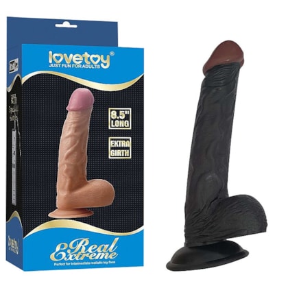 Real Extreme - Pênis Realístico Com Escroto e Ventosa - 21,5 x 4,8cm