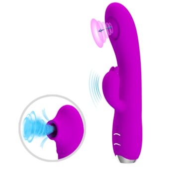 Regina - Vibrador Rabbit Pulsador e Sugador, Com 12 Vibrações e 3 Pulsações