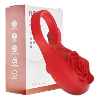 Rose - Anel Peniano Com Estimulador de Clítoris Formato Rosa, 9 Vibrações e Controle Via Aplicativo
