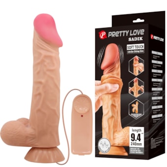 Sadik - Pênis Ultra Realístico Bege Com Pele Beliscável, Vertébras e Vibrador Multivelocidade | 24 x 5cm