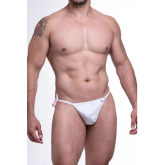 SD Clothing - Fio Dental Branco com Miçangas  Charmoso e Marcante